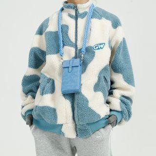 Milk Cow Print Fleece Jacket