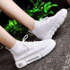 Lettering Elastic Knit High-top Sneakers