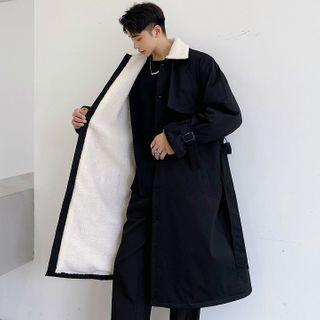 Fleece-panel Trench Coat