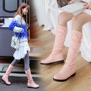 Low Heel Hidden Wedge Mid-calf Boots