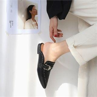 Studded Buckled Mules