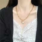 Heart Faux Pearl Pendant Necklace 1 Pc - Heart Faux Pearl Pendant Necklace - Gold - One Size