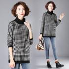 Turtleneck Gingham Sweatshirt