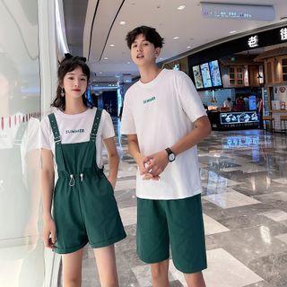 Couple Matching Lettering T-shirt / Jumper Shorts / Shorts / Set