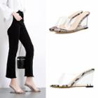 Clear Wedge Slide Sandals