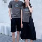 Couple Matching Drawstring Midi A-line Skirt / Plain Shorts