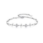 925 Sterling Silver Fashion And Elegant Four-leaf Clover Bracelet With Cubic Zirconia Silver - One Size