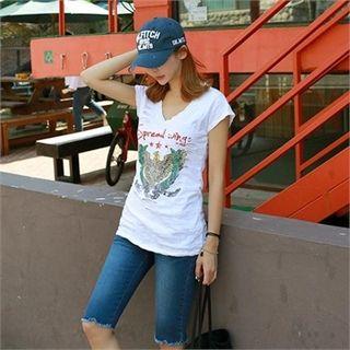 Distressed Eagle Print T-shirt