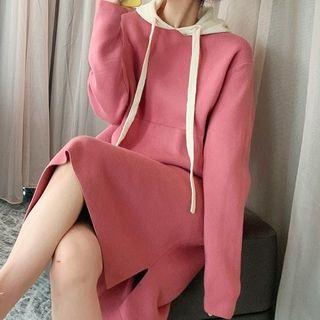 Color Block Hoodie / Midi Dress