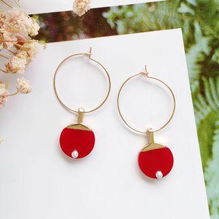 Table Tennis Hoop Dangle Earring 1 Pair - Red - One Size