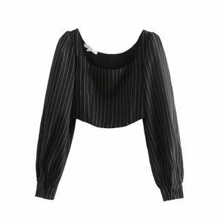 Cropped Pinstriped Blouse