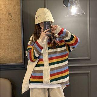 Color-block Striped Long-sleeve Cardigan