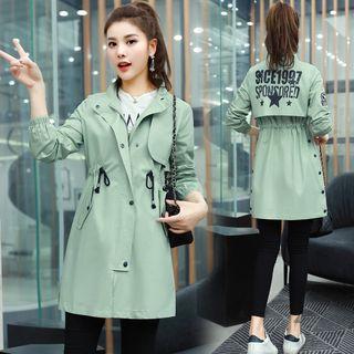 Lettering Buttoned Trench Coat