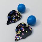 Non-matching Resin Heart & Disc Dangle Earring