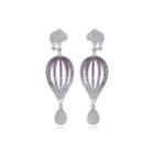 Fashion Creative Hot Air Balloon Earrings With Purple Cubic Zirconia Silver - One Size