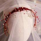 Wedding Rhinestone Star Headband Wine Red - One Size