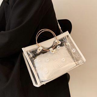 Print Pvc Top Handle Crossbody Bag