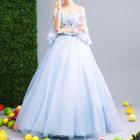 Off Shoulder Elbow-sleeve Wedding Ball Gown