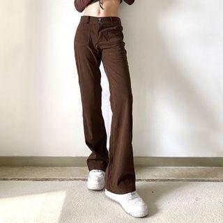Plain Low-waist Straight-leg Pants
