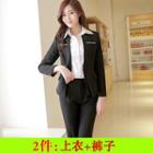 Set: Collarless Blazer + Dress Pants