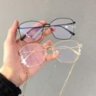 Geometric Metal Frame Eyeglasses With Chain