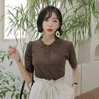 Colored Knit Polo Shirt