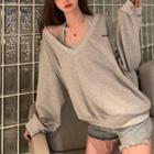 Set: Halter-neck Top + Sweatshirt Set Of 2 - Top & Sweatshirt - Gray - One Size