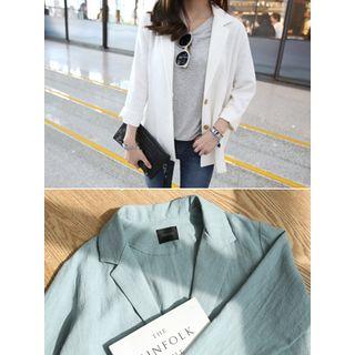 Dual-pocket Single-breasted Linen Jacket