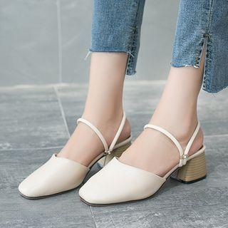 Block-heel Faux Leather Sandals