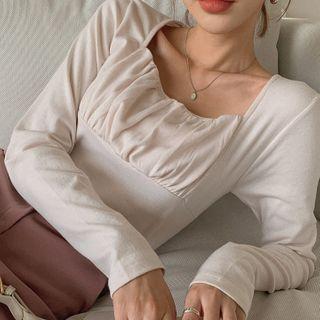 Square-neck Slim Shirred Top