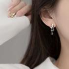 Moon & Star Sterling Silver Fringed Earring 1 Pair - Tassel - One Size