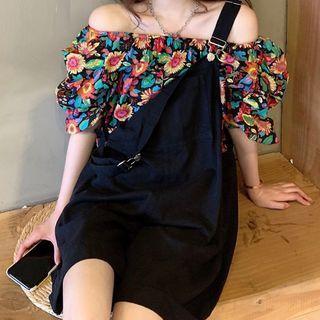 3/4-sleeve Printed Blouse / Harem Jumper Pants