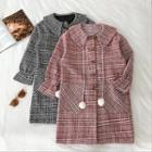 Single-breasted Plaid Long-sleeve Acrylic Coat
