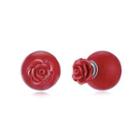 Fashion Elegant Red Rose Bead Stud Earrings Silver - One Size
