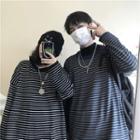 Couple Matching Striped Long-sleeve Knit Top