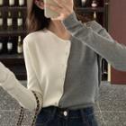 Asymmetrical Design Long-sleeve Knit Top