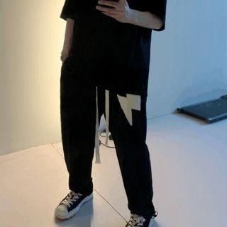 Lightning Bolt Print Straight Leg Pants