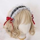 Lace Headband / Hair Clip Headband - Black Mesh - Dark Red - One Size