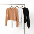 Side-drawcord Furry-knit Top