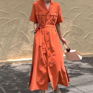 Strappy Button-up A-line Dress