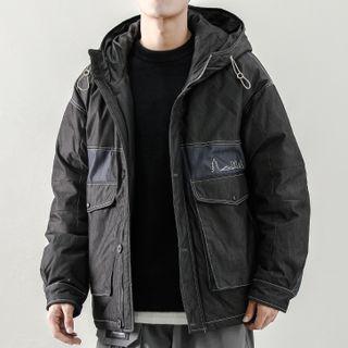 Contrast Stitching Hooded Padded Jacket