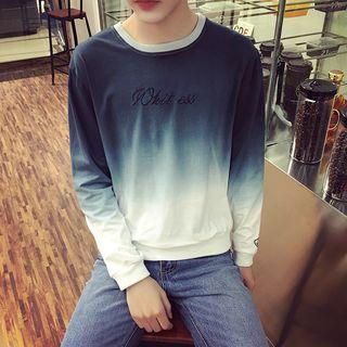 Embroidered Gradient Long-sleeve T-shirt