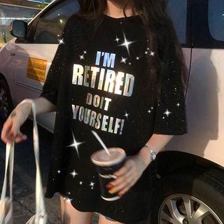 Oversized Hologram Lettering T-shirt