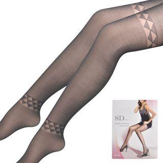 Geometric Print Stockings 8568 - Black - One Size