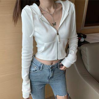 Zip-up Hoodie White - One Size