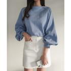 Raglan-sleeve Buttoned-cuff Sweatshirt