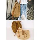 Drawstring Woven Bucket Bag