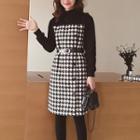 Houndstooth Panel Pullover Dress