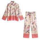 Long-sleeve Print Shirt / Wide-leg Pants