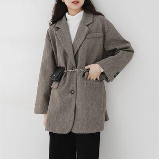 Single-breasted Blazer / Turtleneck Long-sleeve Top